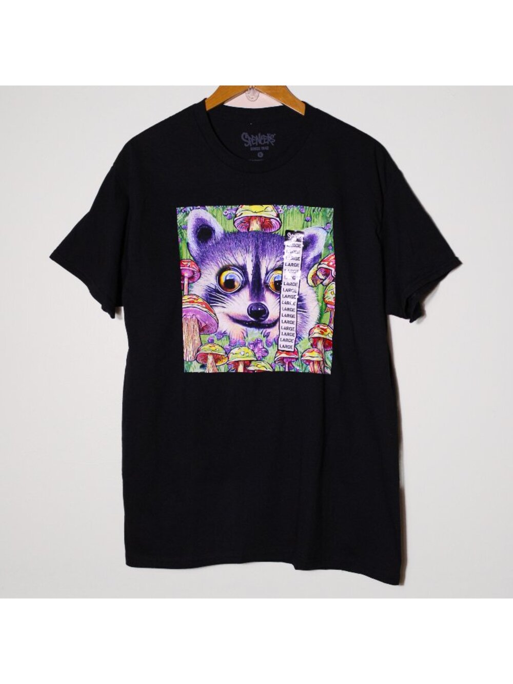 Spencer's Raccoon Mushrooms Shrooms Graphic Tee Black Size L